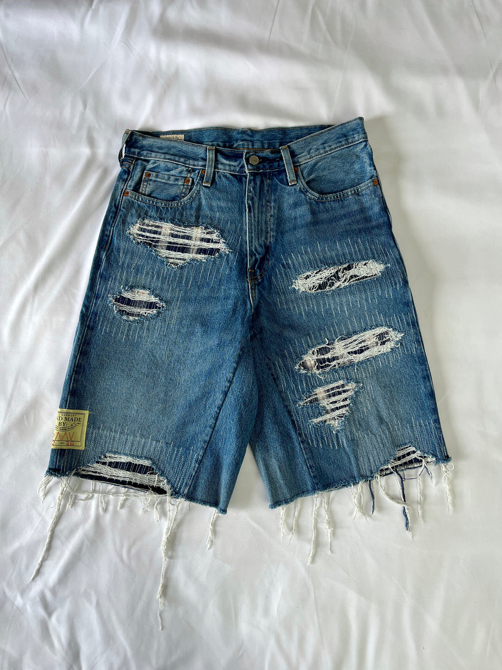Distressed Flannel Denim