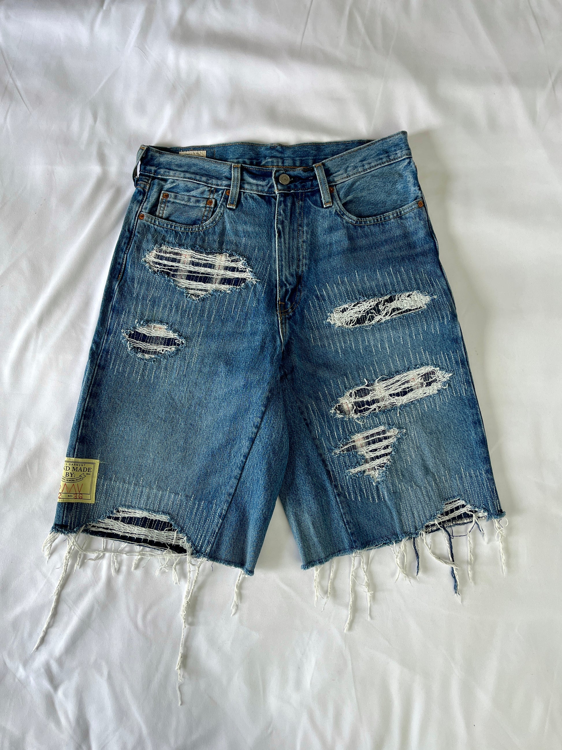 Distressed Flannel Denim
