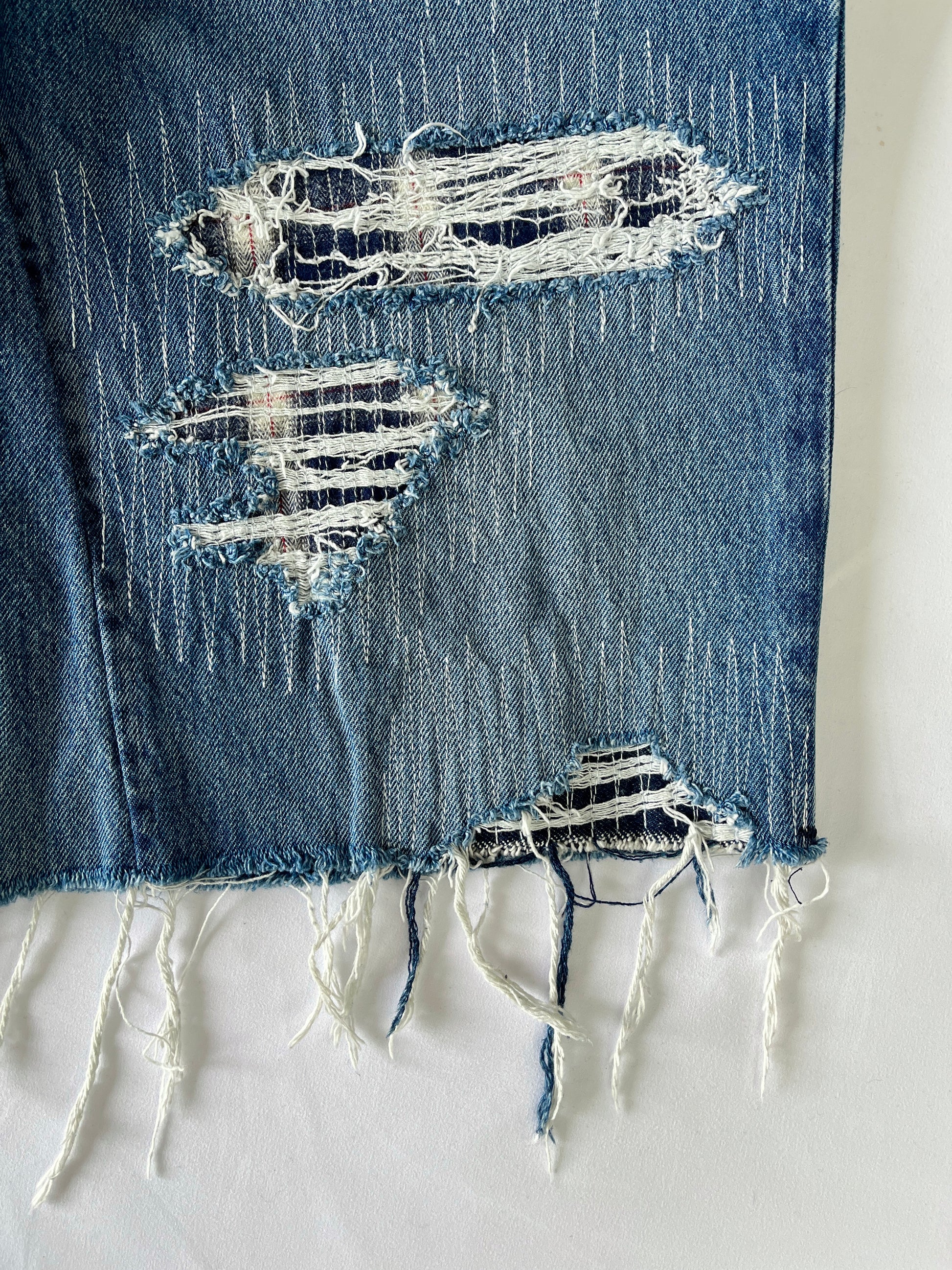 Distressed Flannel Denim