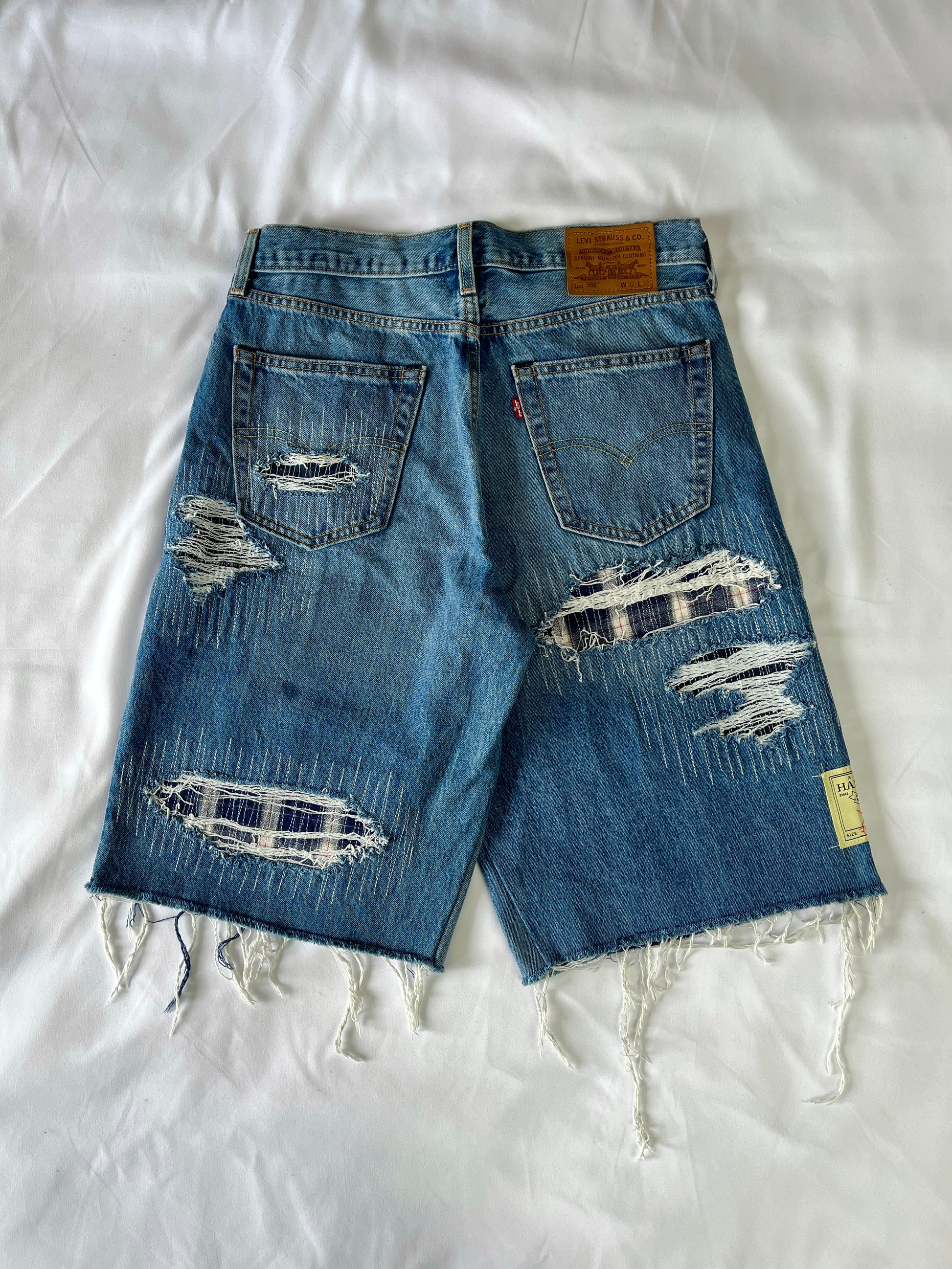 Distressed Flannel Denim