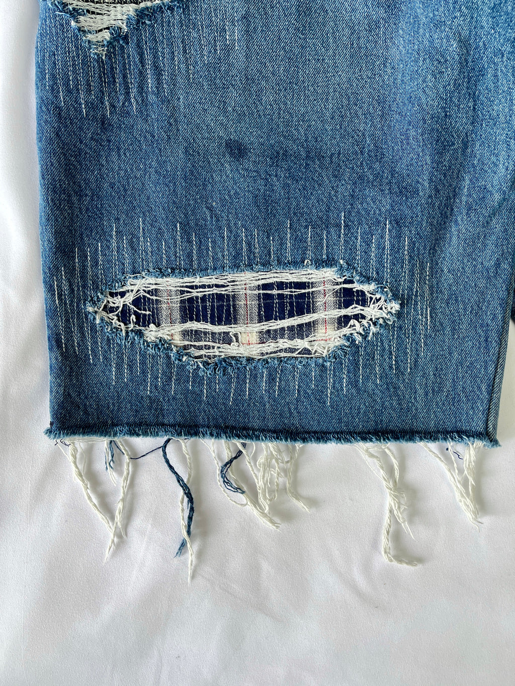 Distressed Flannel Denim
