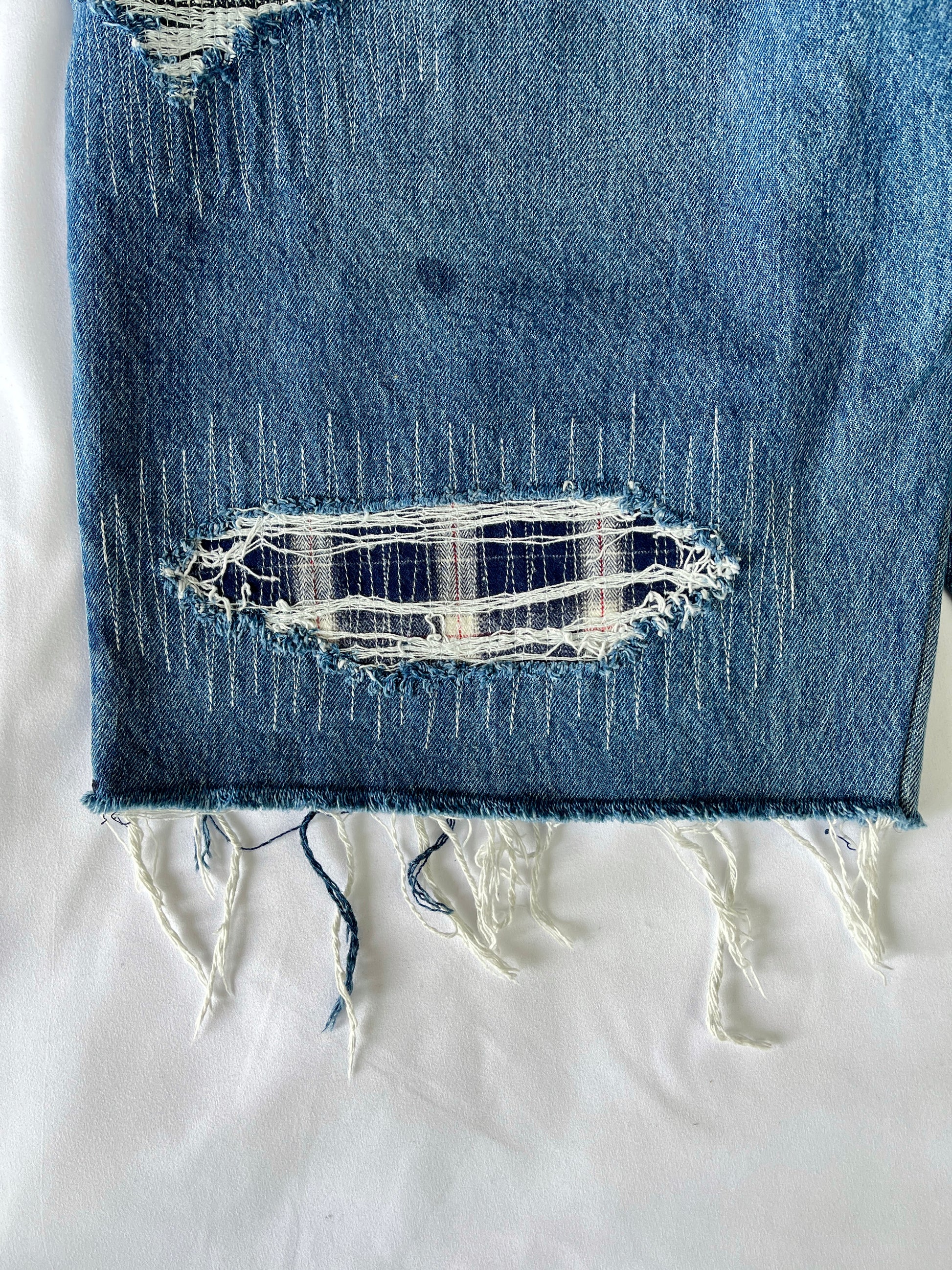 Distressed Flannel Denim