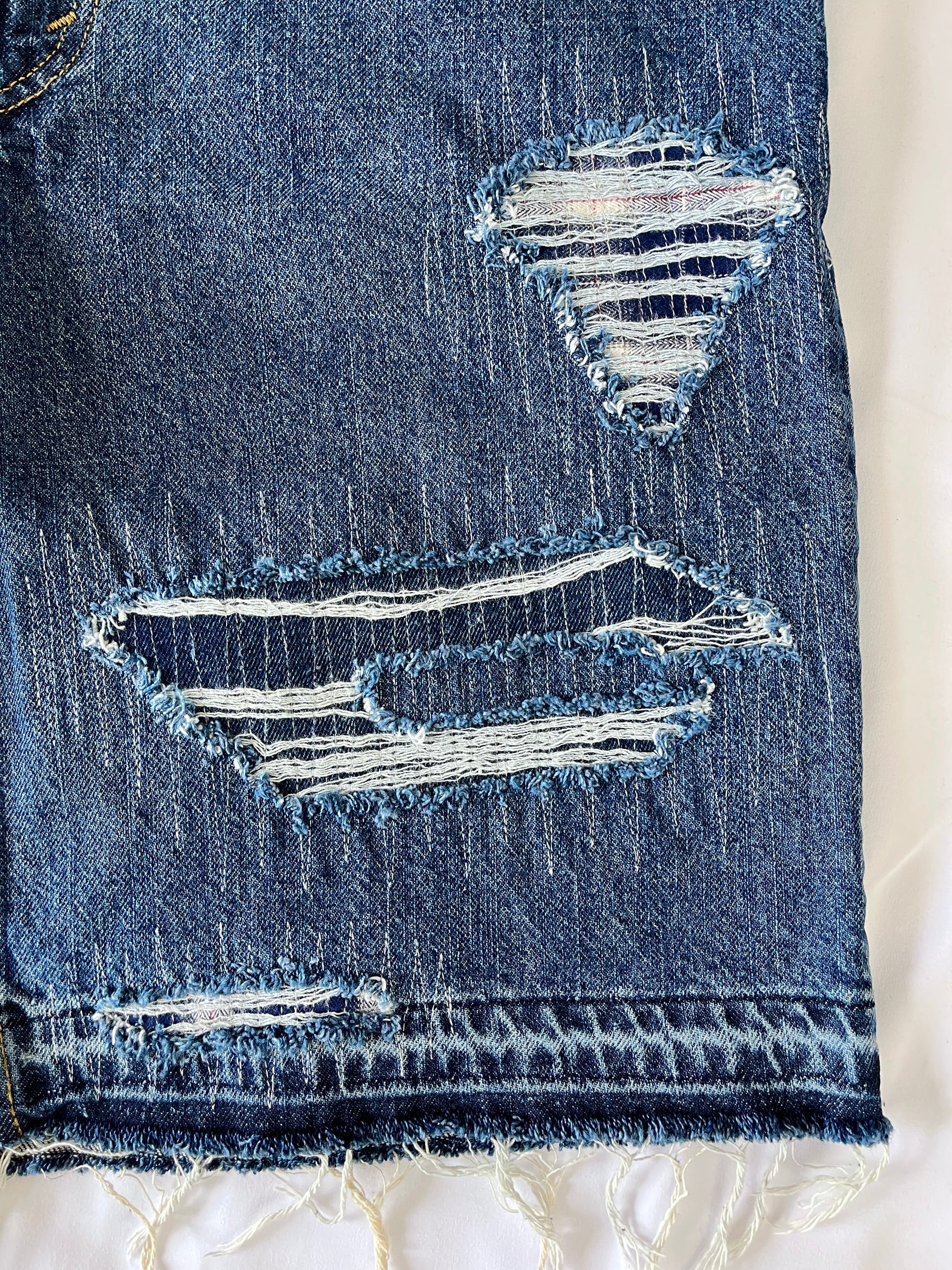 Distressed Flannel Denim