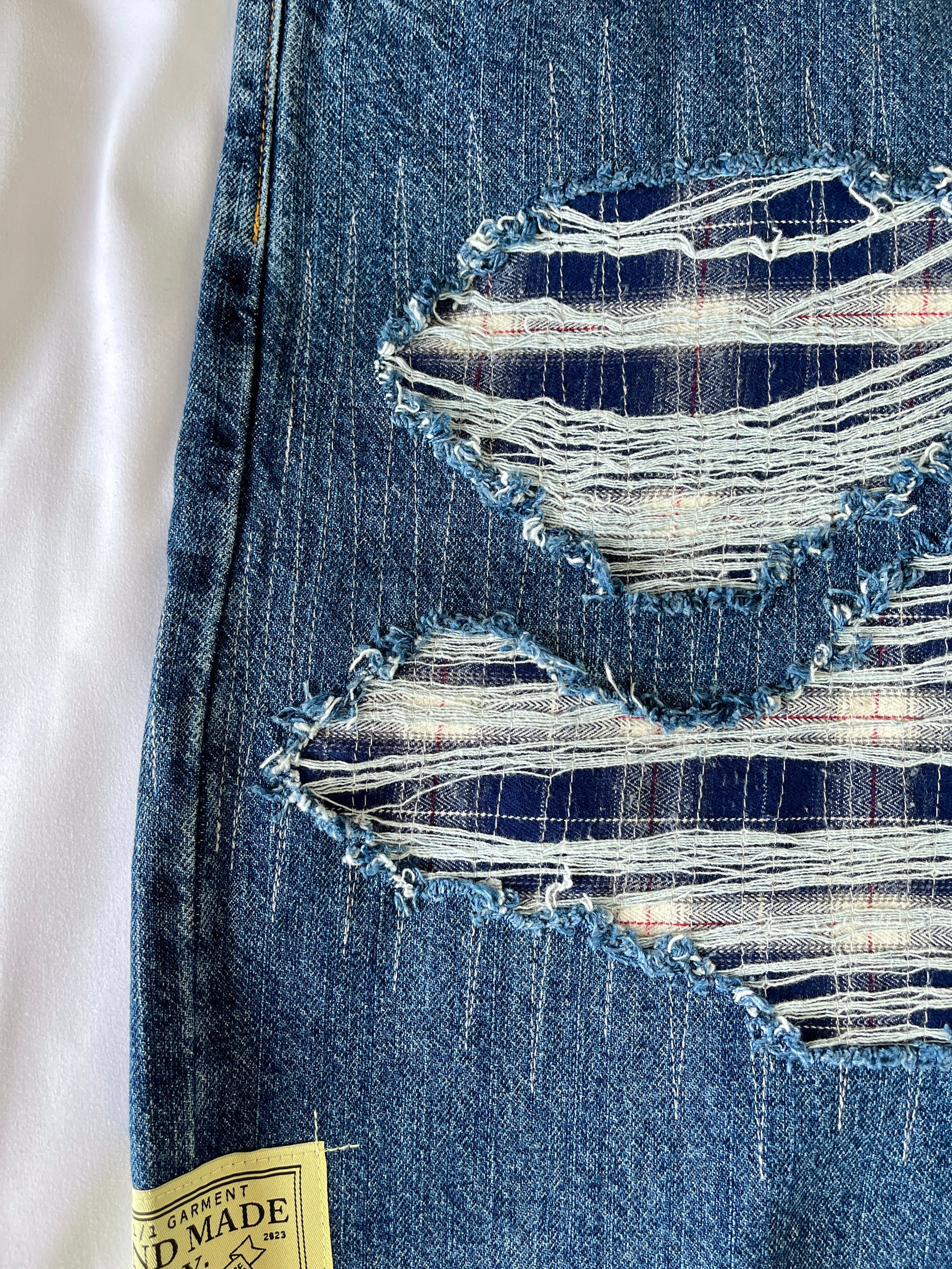 Distressed Flannel Denim