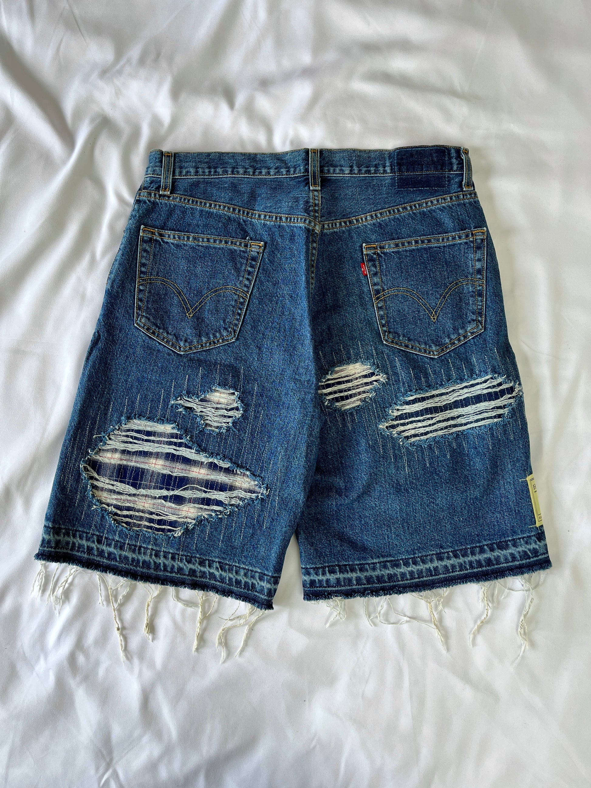 Distressed Flannel Denim