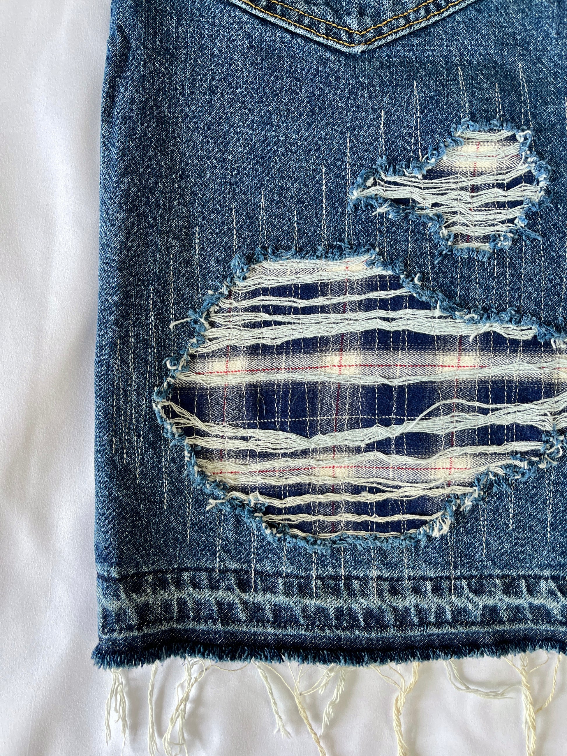 Distressed Flannel Denim