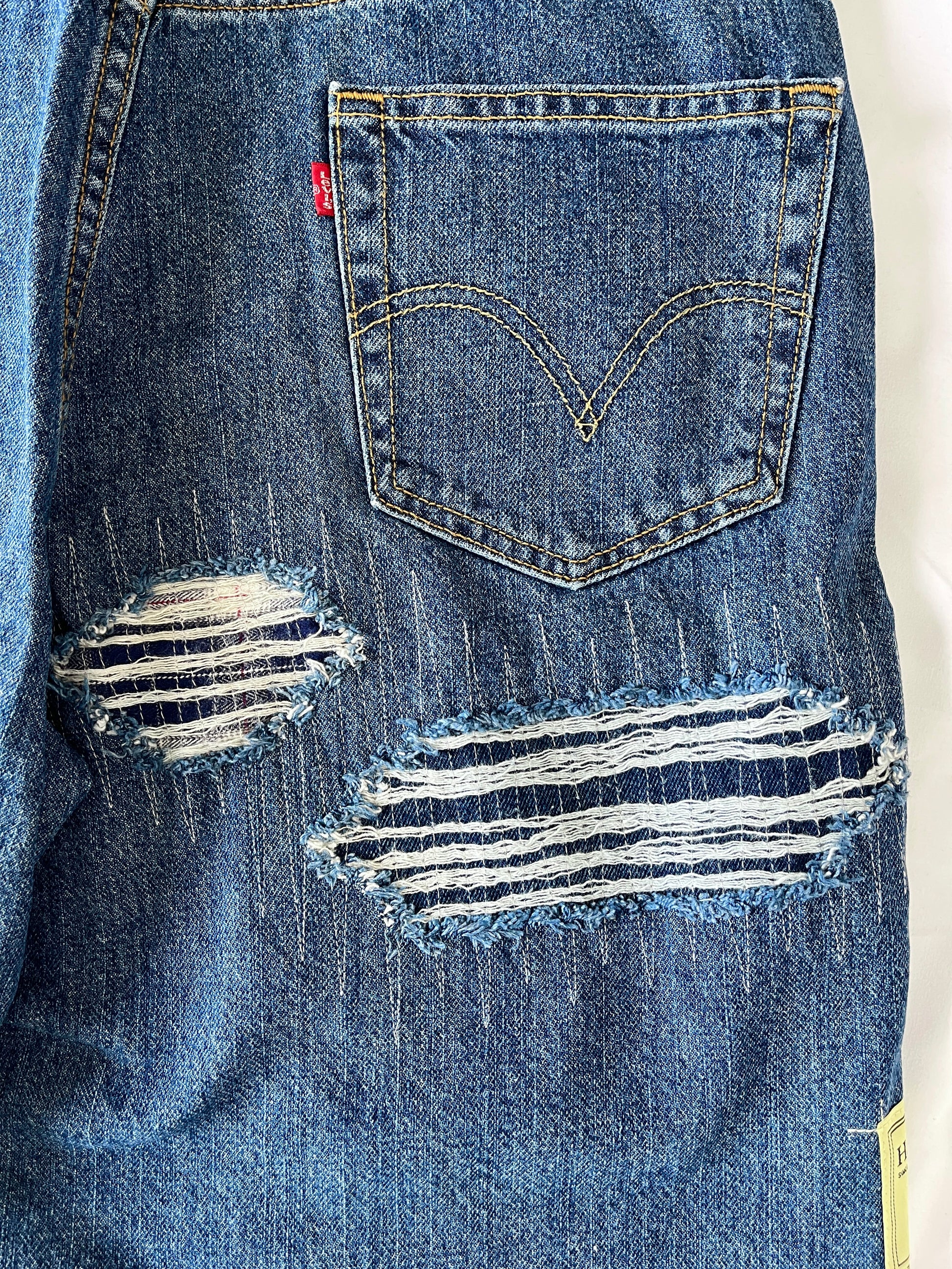 Distressed Flannel Denim