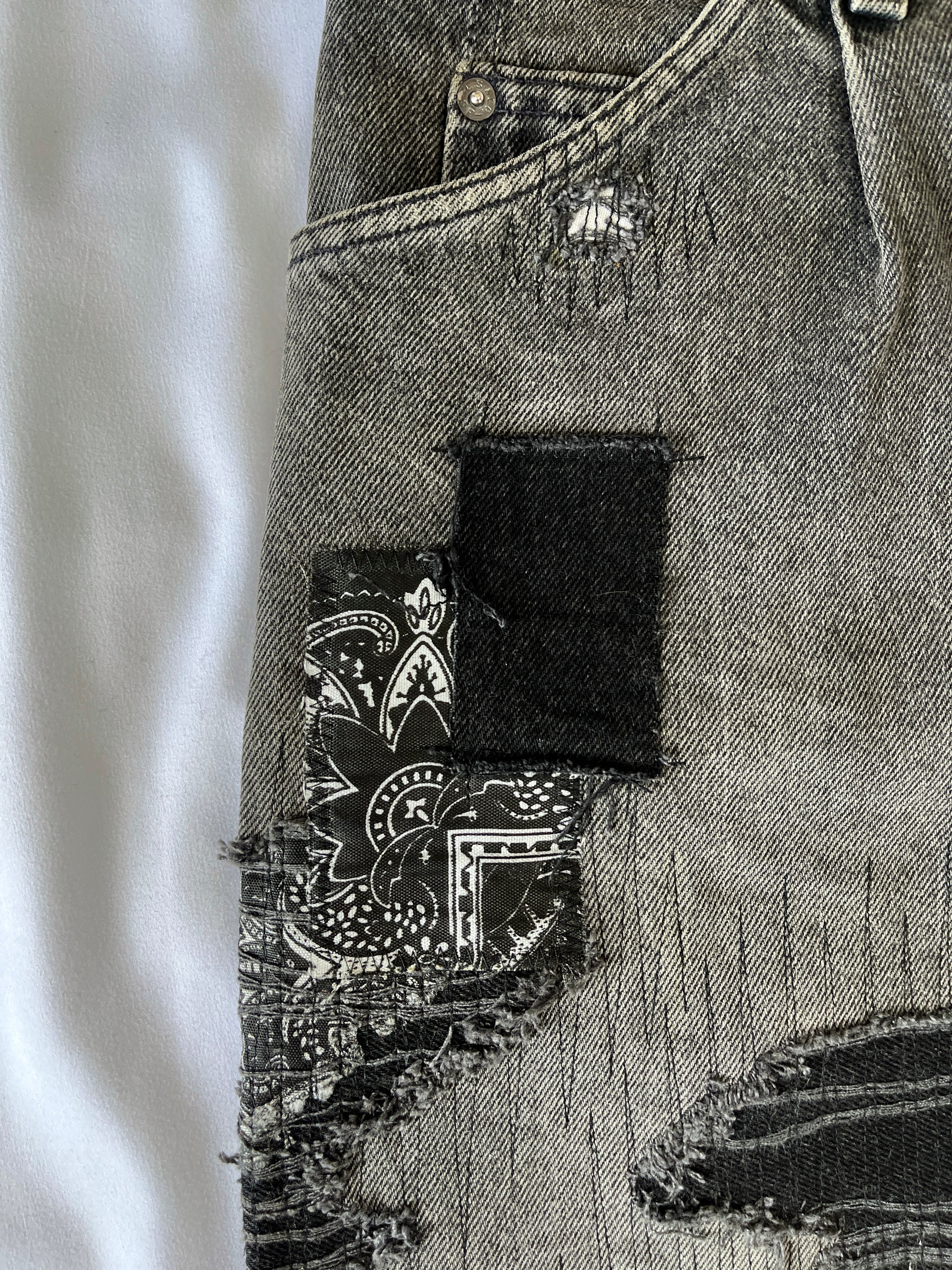 Distressed Patchwork Denim