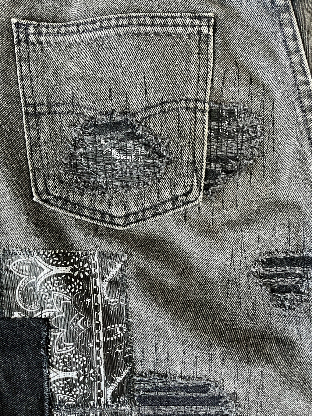 Distressed Patchwork Denim