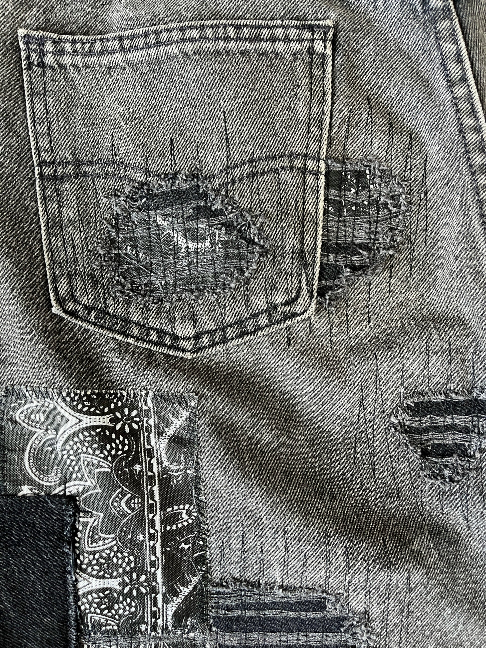 Distressed Patchwork Denim