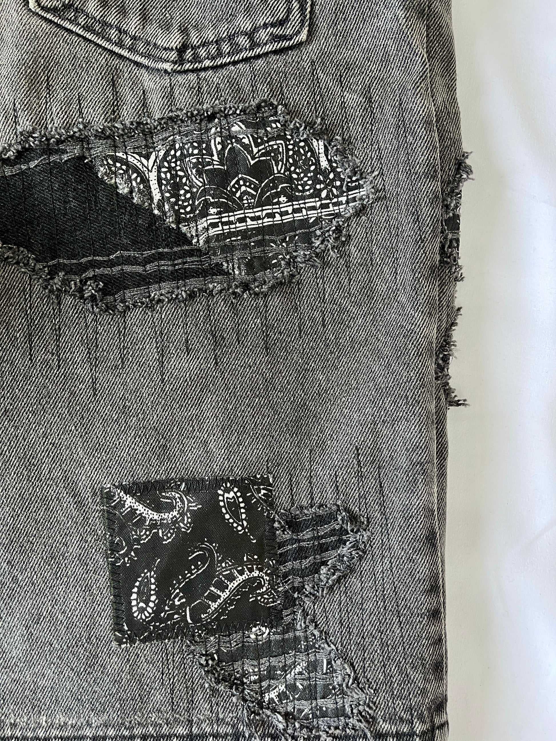 Distressed Patchwork Denim