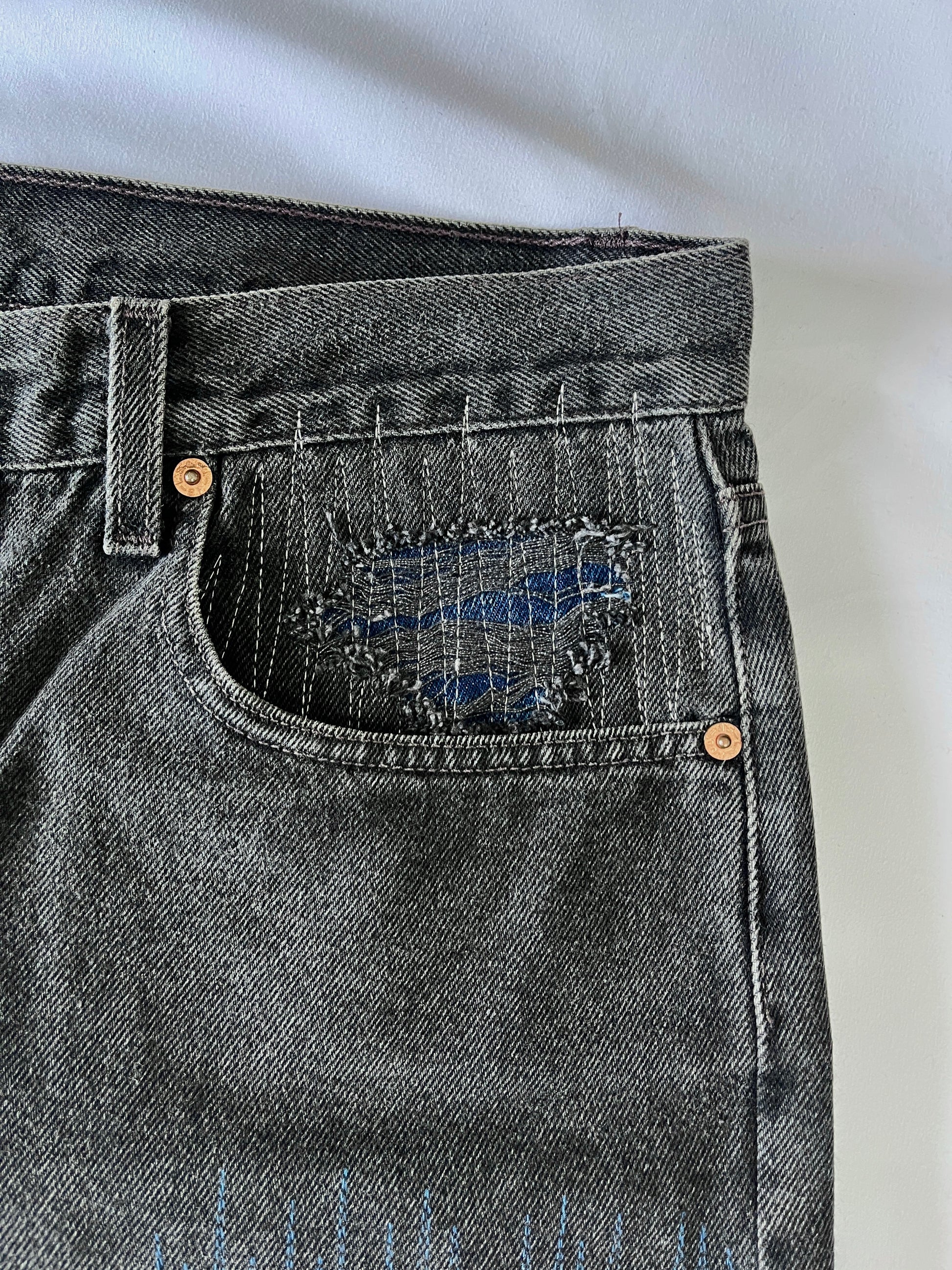 Distressed 3 Tone Denim