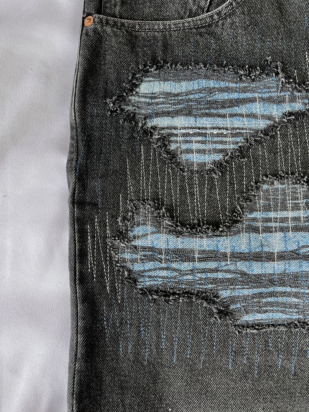 Distressed 3 Tone Denim