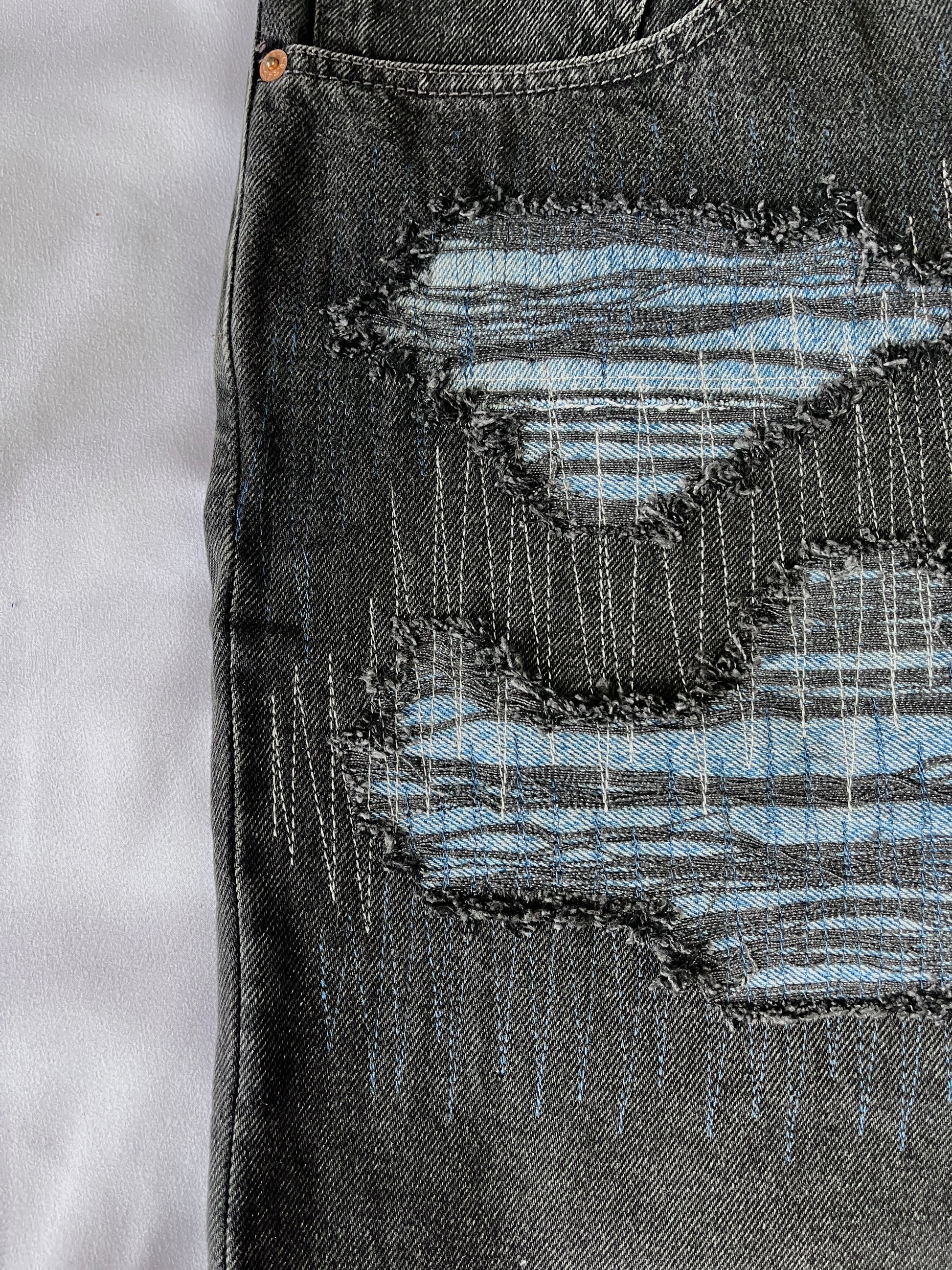 Distressed 3 Tone Denim