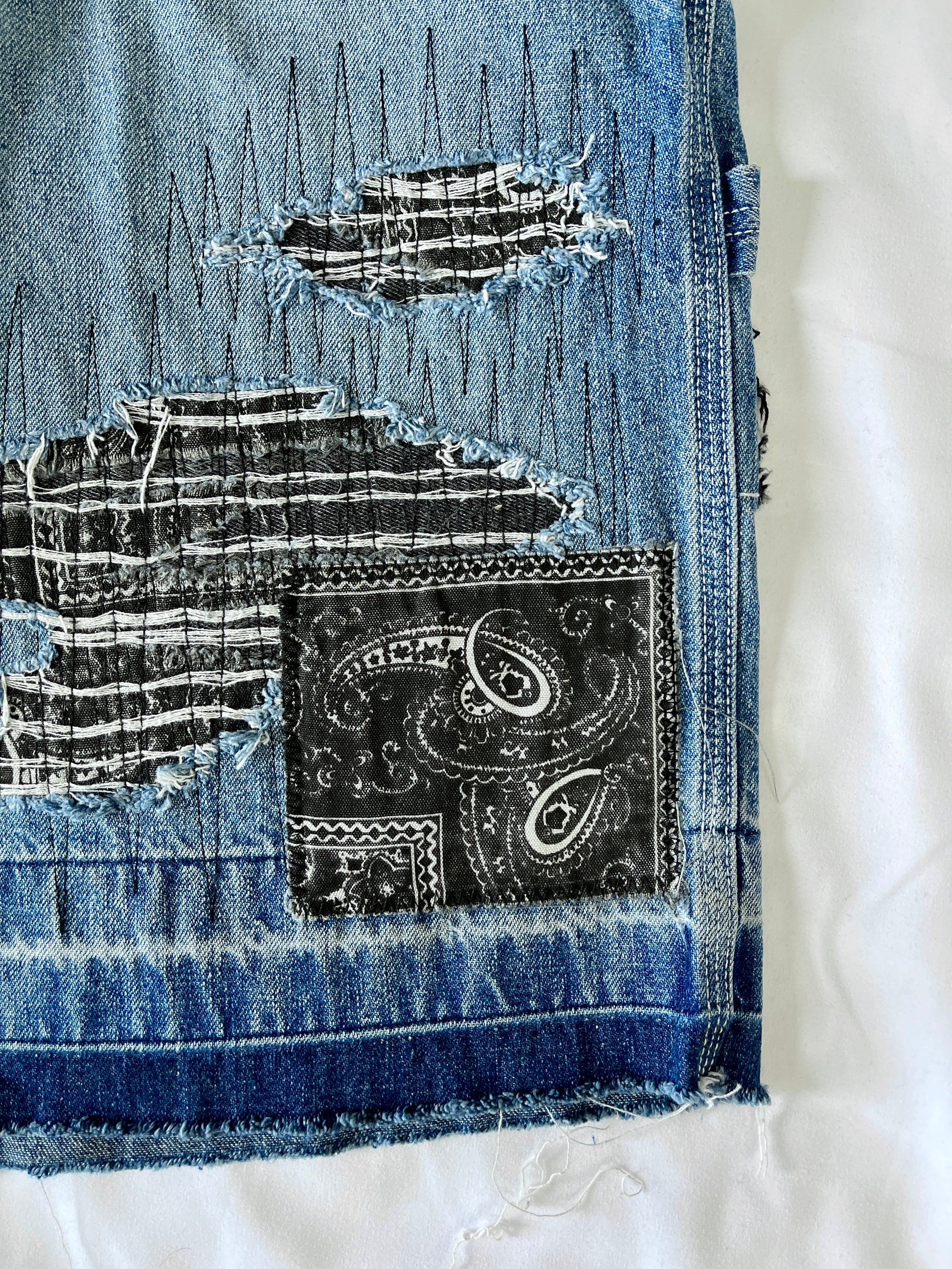 Distressed Patchwork Denim