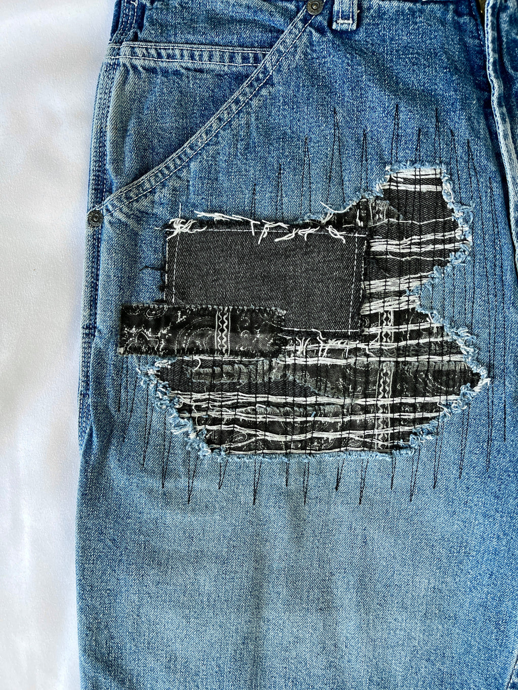 Distressed Patchwork Denim