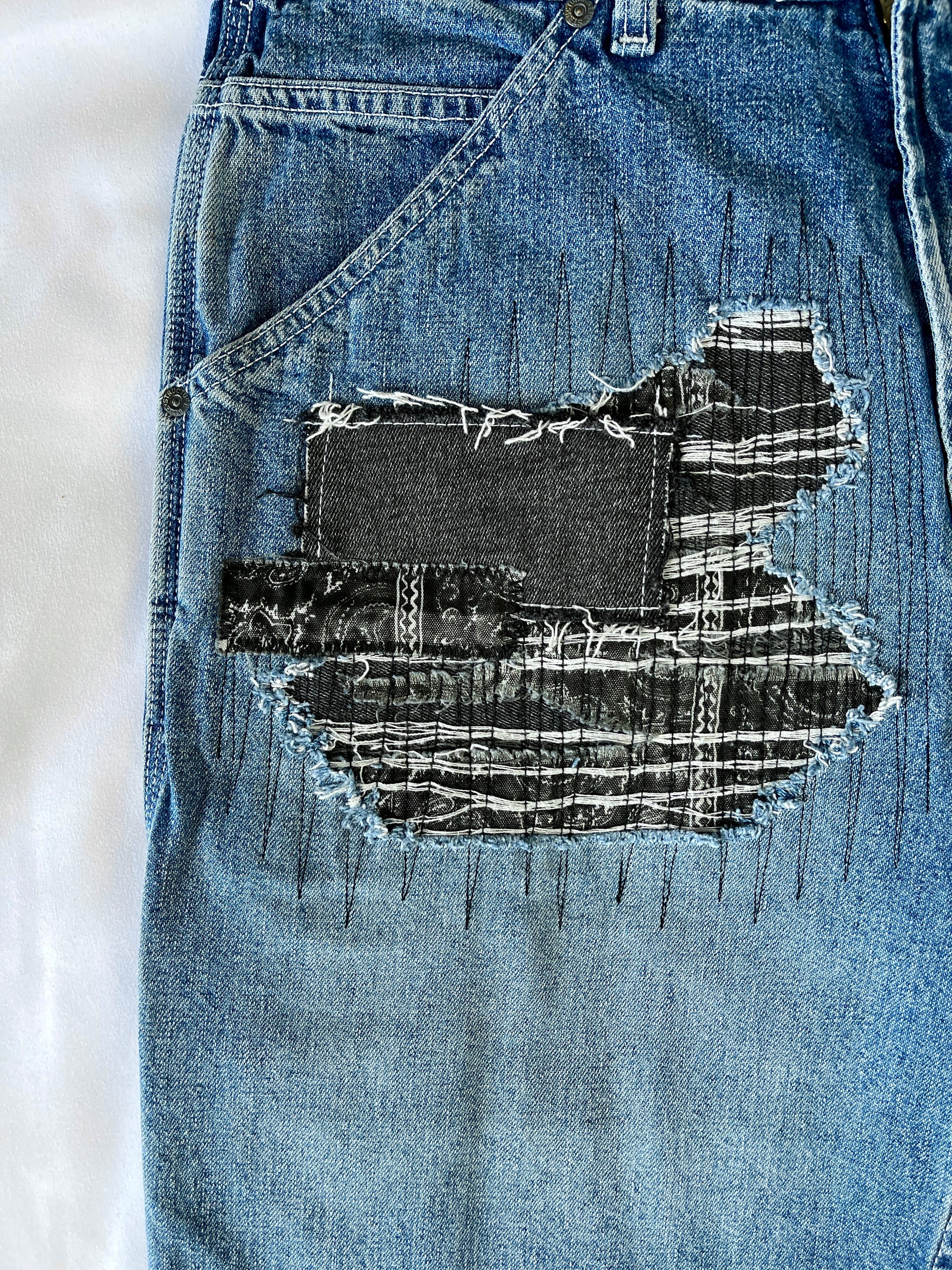 Distressed Patchwork Denim
