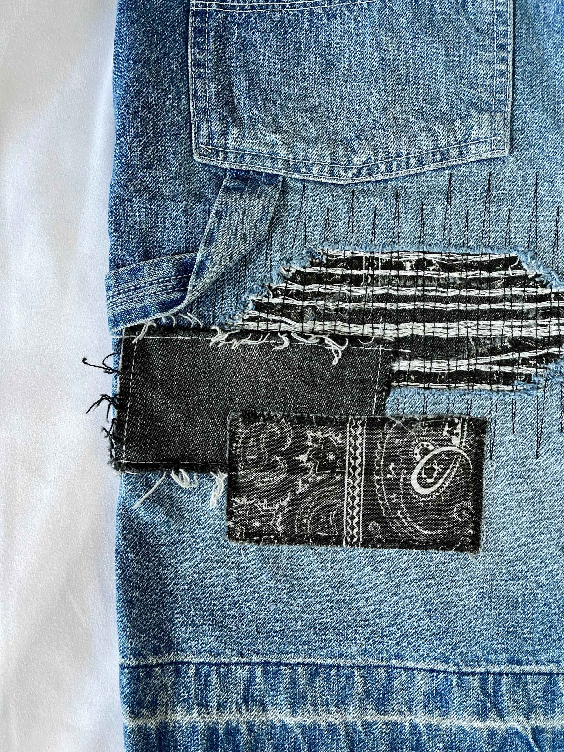 Distressed Patchwork Denim