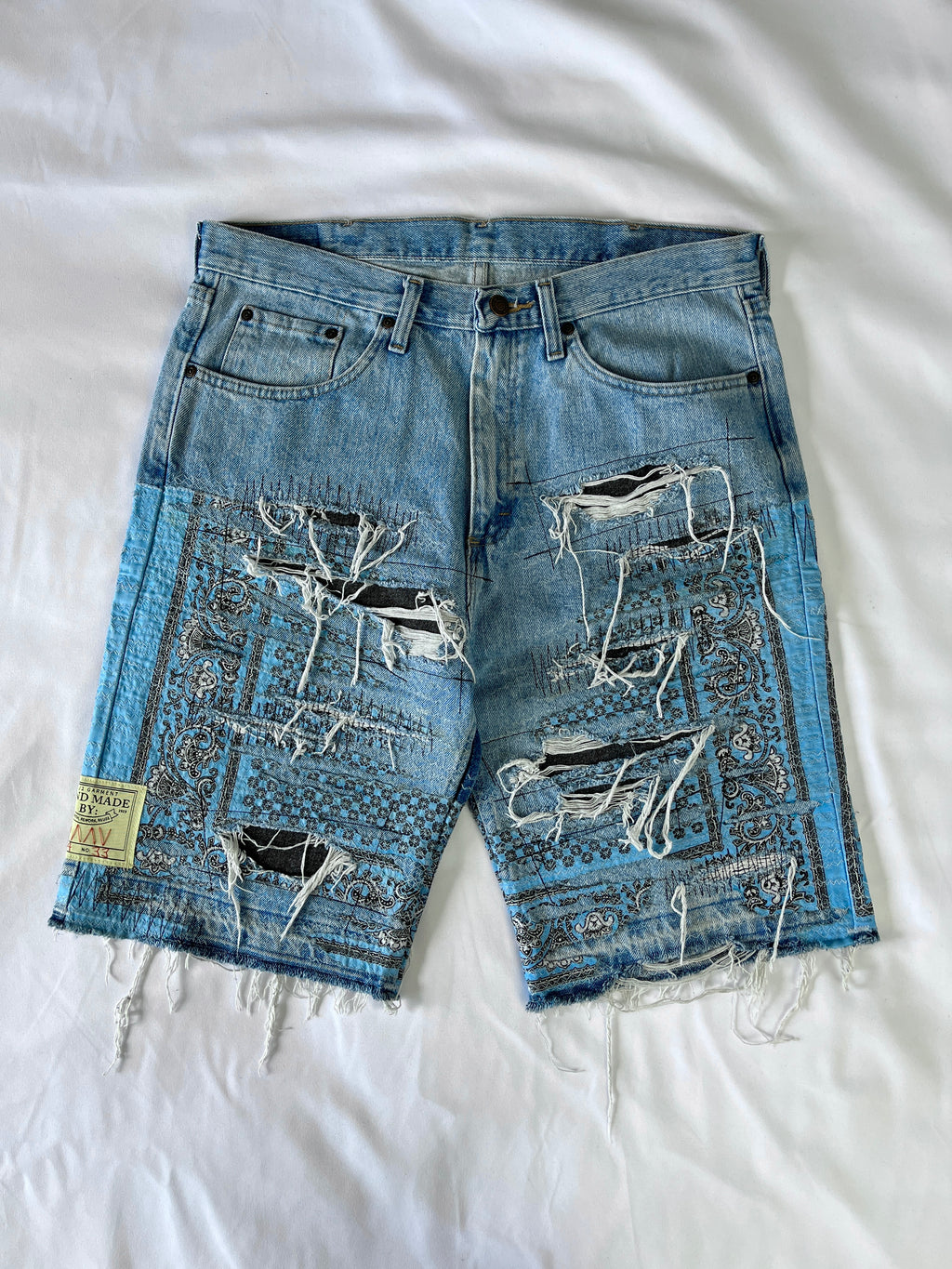 Distressed Bandana Denim