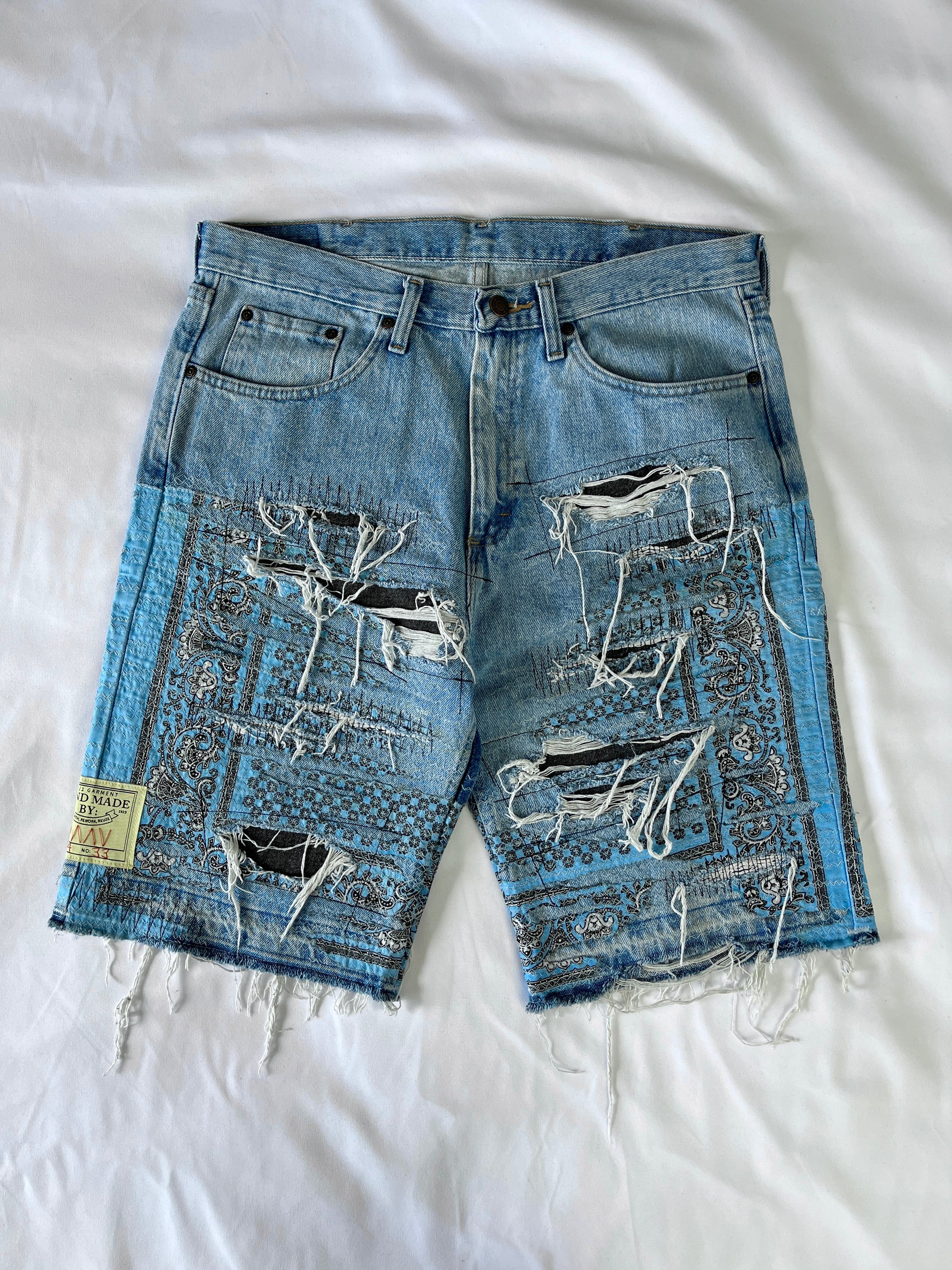 Distressed Bandana Denim