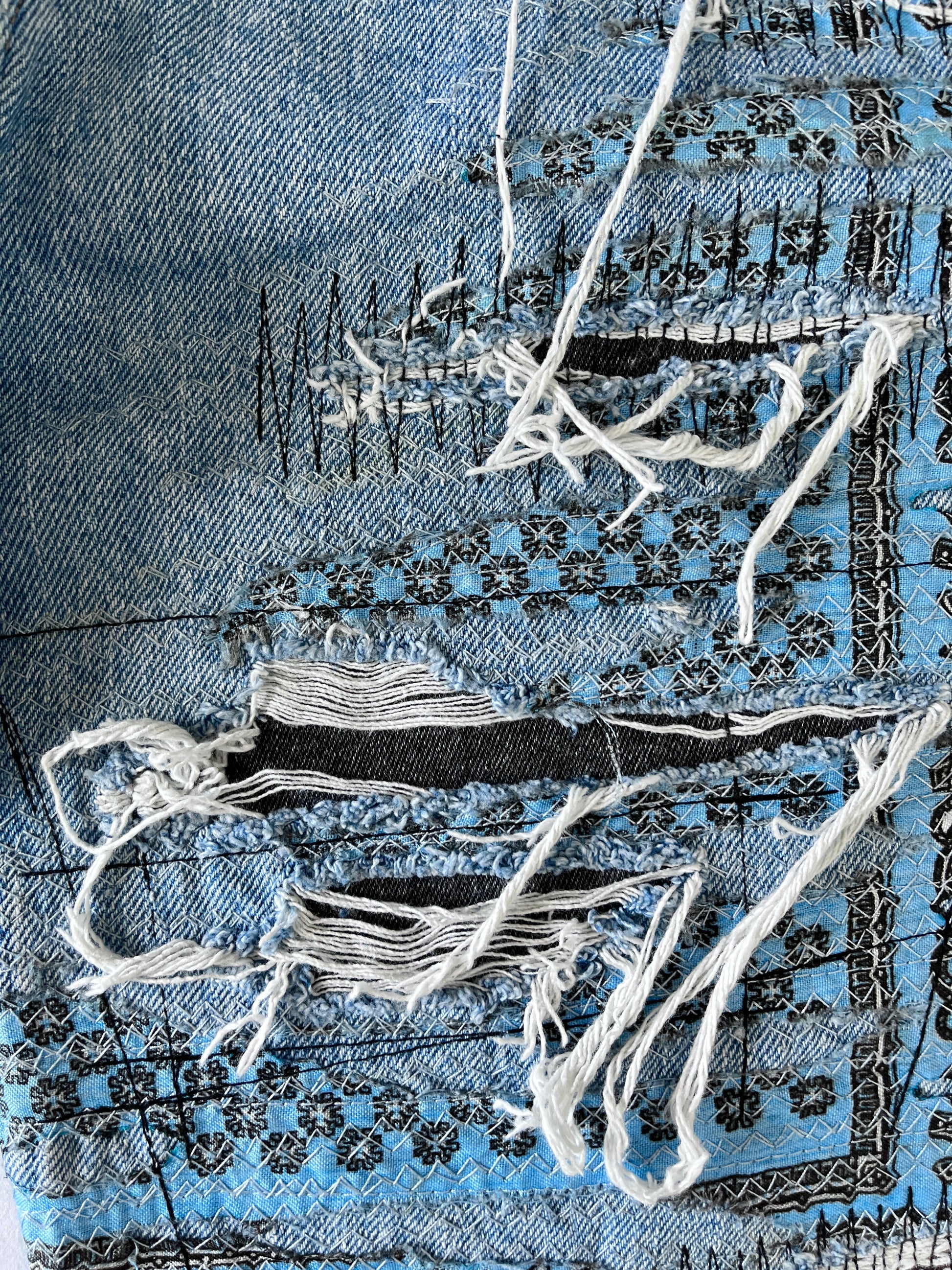 Distressed Bandana Denim