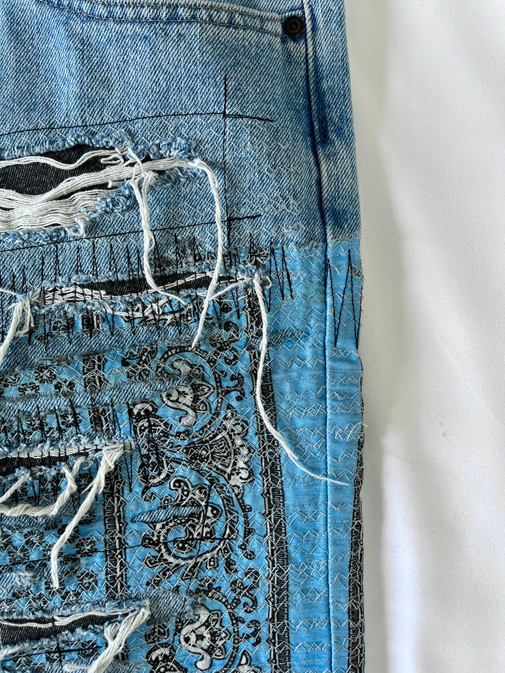 Distressed Bandana Denim