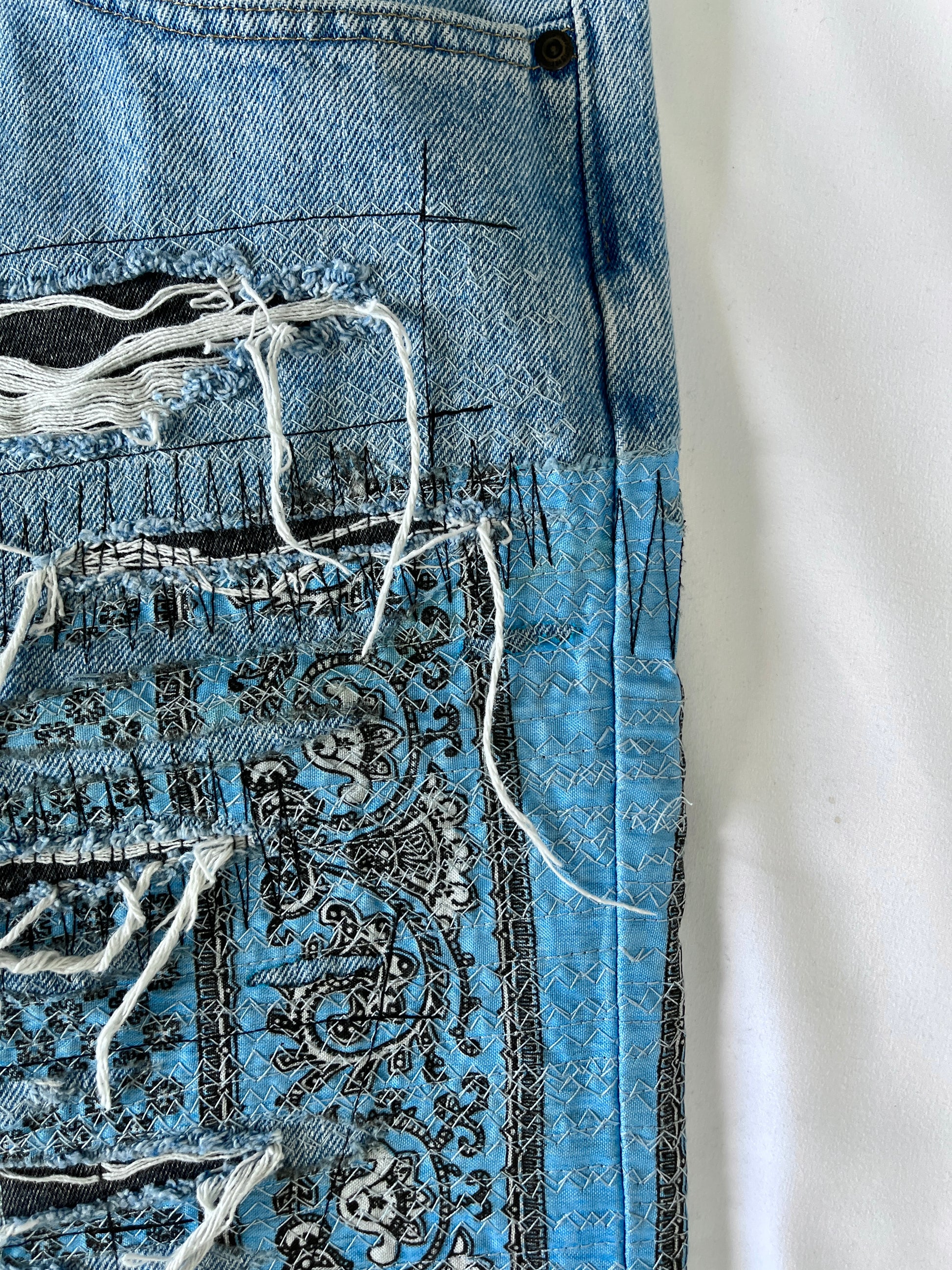 Distressed Bandana Denim