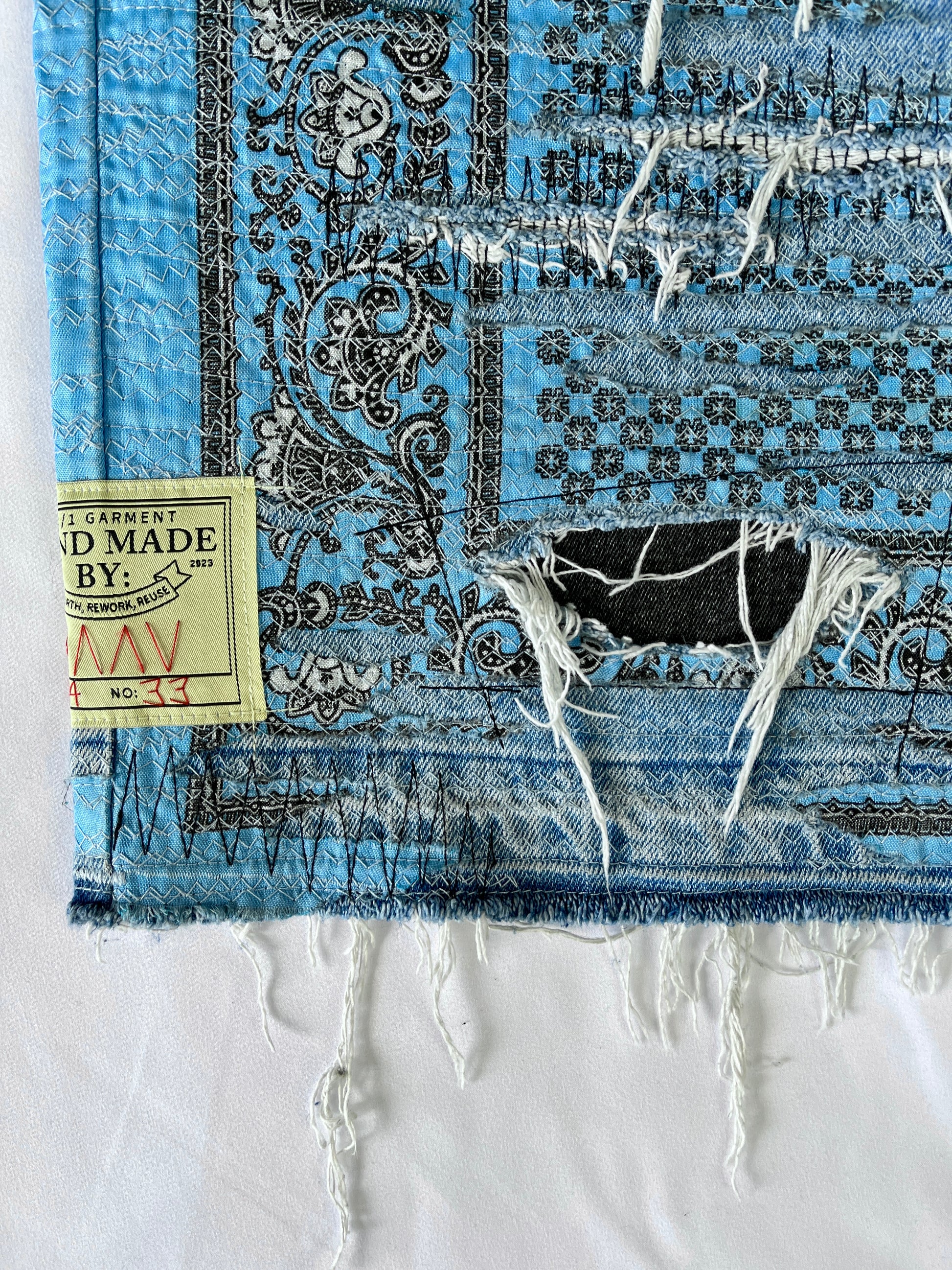 Distressed Bandana Denim
