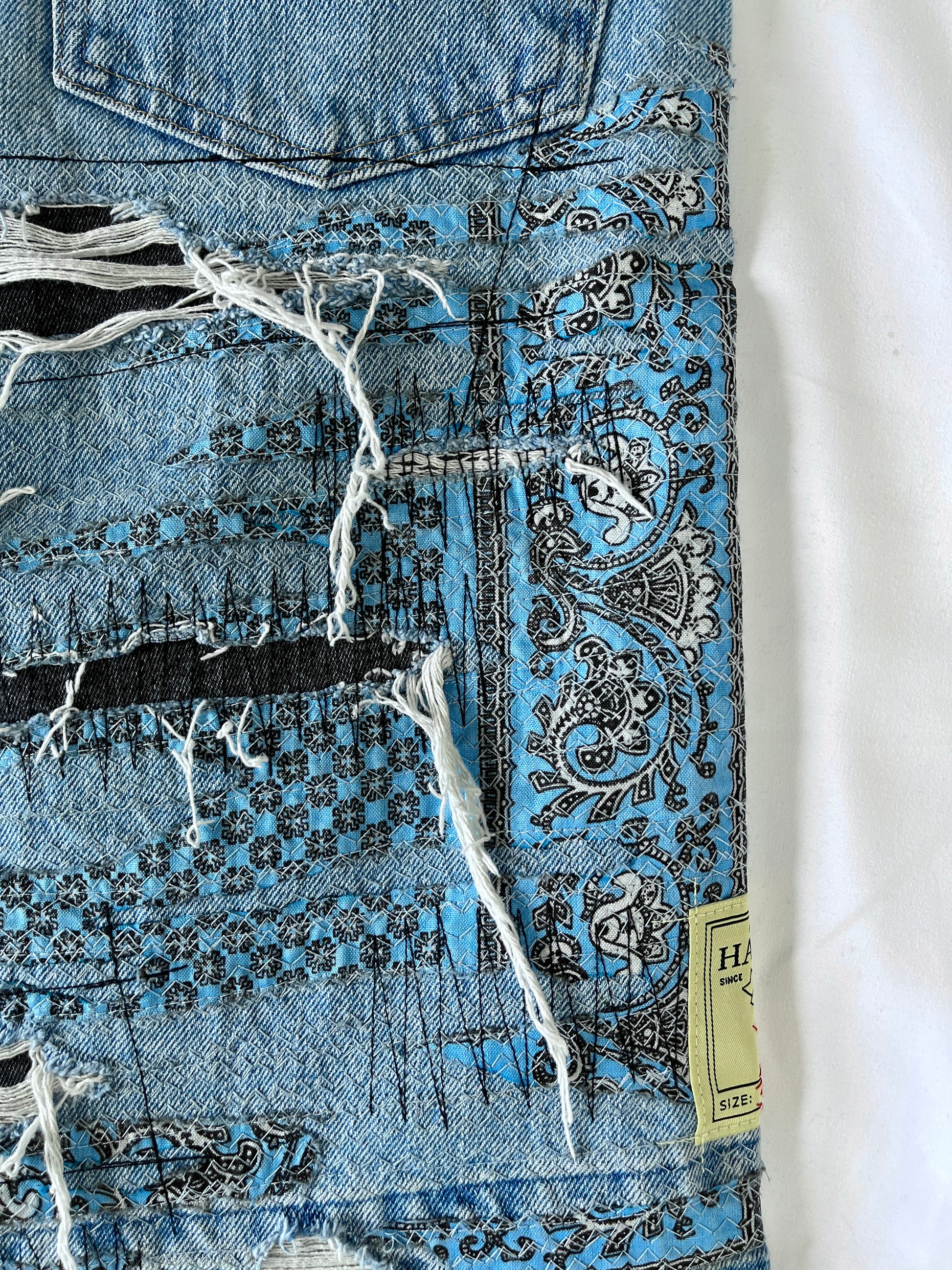 Distressed Bandana Denim